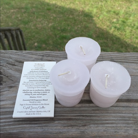 Throat Chakra Expression Meditation Candle 4 pack Crystal Journey Candles - Picture 7 of 8